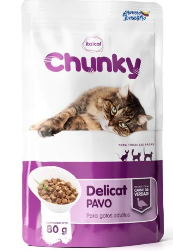 Chunky / Delicat / Gatos Adultos / Alimento húmedo / Pavo / SOBRE.
